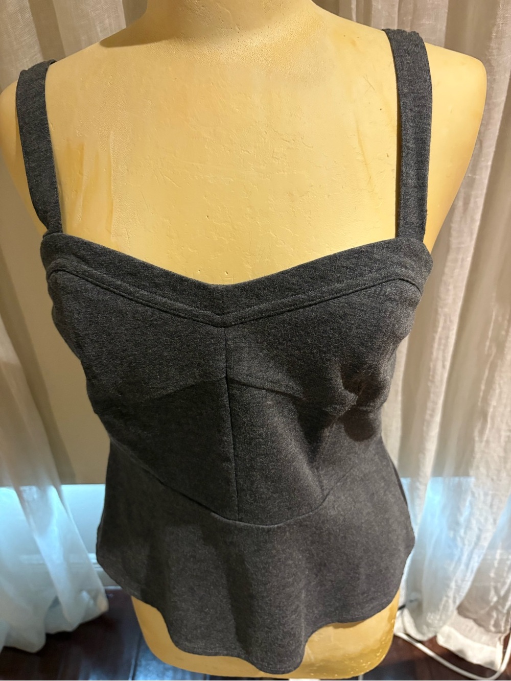 CAbi Charcoal Gray Sweetheart Peplum Camisole